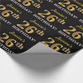 Black, Imitation Gold "26th BIRTHDAY" Cadeaupapier (Hoek)