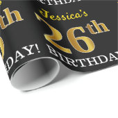 Black, Imitation Gold "26th BIRTHDAY" Cadeaupapier (Rol Hoek)
