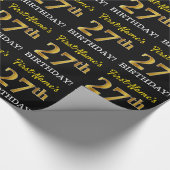 Black, Imitation Gold "27th BIRTHDAY" Cadeaupapier (Hoek)