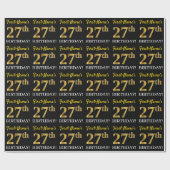 Black, Imitation Gold "27th BIRTHDAY" Cadeaupapier (Vlak)