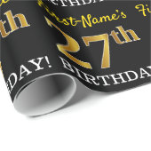 Black, Imitation Gold "27th BIRTHDAY" Cadeaupapier (Rol Hoek)