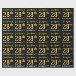Black, Imitation Gold "28th BIRTHDAY" Cadeaupapier