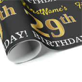 Black, Imitation Gold "29th BIRTHDAY" Cadeaupapier (Rol Hoek)