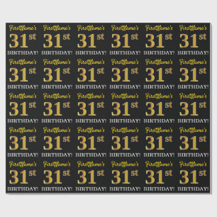 Black, Imitation Gold "31st BIRTHDAY" Cadeaupapier