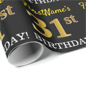 Black, Imitation Gold "31st BIRTHDAY" Cadeaupapier (Rol Hoek)