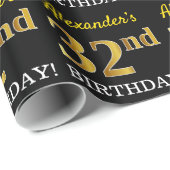 Black, Imitation Gold "32nd BIRTHDAY" Cadeaupapier (Rol Hoek)