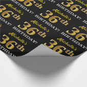 Black, Imitation Gold "36th BIRTHDAY" Cadeaupapier (Hoek)