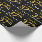 Black, Imitation Gold "37th BIRTHDAY" Cadeaupapier (Hoek)