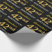 Black, Imitation Gold "42nd BIRTHDAY" Cadeaupapier (Hoek)