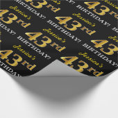 Black, Imitation Gold "43rd BIRTHDAY" Cadeaupapier (Hoek)