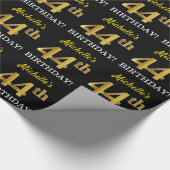 Black, Imitation Gold "44th BIRTHDAY" Cadeaupapier (Hoek)
