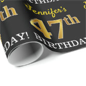 Black, Imitation Gold "47th BIRTHDAY" Cadeaupapier (Rol Hoek)