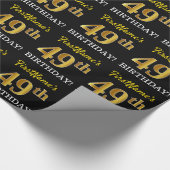 Black, Imitation Gold "49th BIRTHDAY" Cadeaupapier (Hoek)
