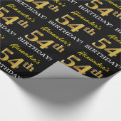 Black, Imitation Gold "54th BIRTHDAY" Cadeaupapier (Hoek)
