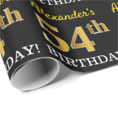 Black, Imitation Gold "54th BIRTHDAY" Cadeaupapier (Rol Hoek)