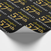 Black, Imitation Gold "57th BIRTHDAY" Cadeaupapier (Hoek)
