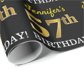 Black, Imitation Gold "57th BIRTHDAY" Cadeaupapier (Rol Hoek)
