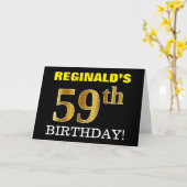 Black, Imitation Gold "59th BIRTHDAY"-Kaart Kaart (Gele Bloem)