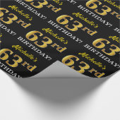 Black, Imitation Gold "63rd BIRTHDAY" Cadeaupapier (Hoek)
