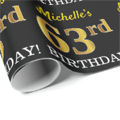 Black, Imitation Gold "63rd BIRTHDAY" Cadeaupapier (Rol Hoek)