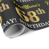 Black, Imitation Gold "68th BIRTHDAY" Cadeaupapier (Rol Hoek)