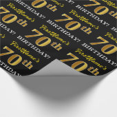 Black, Imitation Gold "70th BIRTHDAY" Cadeaupapier (Hoek)