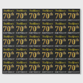 Black, Imitation Gold "70th BIRTHDAY" Cadeaupapier (Vlak)