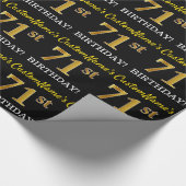 Black, Imitation Gold "71st BIRTHDAY" Cadeaupapier (Hoek)