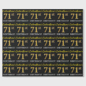 Black, Imitation Gold "71st BIRTHDAY" Cadeaupapier (Vlak)