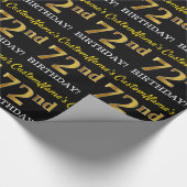 Black, Imitation Gold "72nd BIRTHDAY" Cadeaupapier (Hoek)