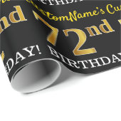 Black, Imitation Gold "72nd BIRTHDAY" Cadeaupapier (Rol Hoek)