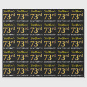 Black, Imitation Gold "73rd BIRTHDAY" Cadeaupapier (Vlak)