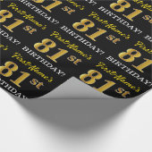 Black, Imitation Gold "81st BIRTHDAY" Cadeaupapier (Hoek)