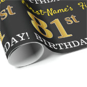 Black, Imitation Gold "81st BIRTHDAY" Cadeaupapier (Rol Hoek)