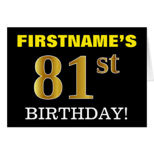 Black, Imitation Gold "81st BIRTHDAY"-Kaart