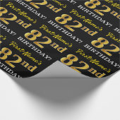 Black, Imitation Gold "82nd BIRTHDAY" Cadeaupapier (Hoek)