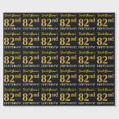 Black, Imitation Gold "82nd BIRTHDAY" Cadeaupapier (Vlak)