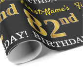 Black, Imitation Gold "82nd BIRTHDAY" Cadeaupapier (Rol Hoek)