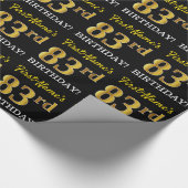 Black, Imitation Gold "83rd BIRTHDAY" Cadeaupapier (Hoek)