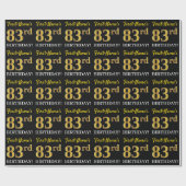 Black, Imitation Gold "83rd BIRTHDAY" Cadeaupapier (Vlak)