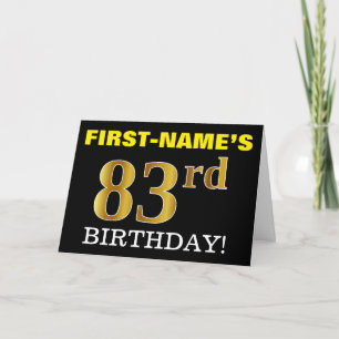 Black, Imitation Gold "83rd BIRTHDAY"-Kaart Kaart