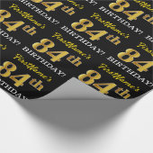 Black, Imitation Gold "84th BIRTHDAY" Cadeaupapier (Hoek)