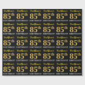 Black, Imitation Gold "85th BIRTHDAY" Cadeaupapier (Vlak)