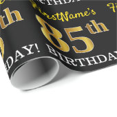 Black, Imitation Gold "85th BIRTHDAY" Cadeaupapier (Rol Hoek)