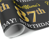 Black, Imitation Gold "87th BIRTHDAY" Cadeaupapier (Rol Hoek)