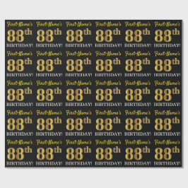 Black, Imitation Gold "88th BIRTHDAY" Cadeaupapier