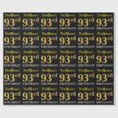 Black, Imitation Gold "93rd BIRTHDAY" Cadeaupapier (Vlak)