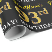Black, Imitation Gold "93rd BIRTHDAY" Cadeaupapier (Rol Hoek)
