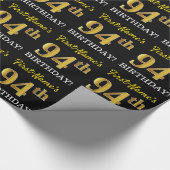 Black, Imitation Gold "94th BIRTHDAY" Cadeaupapier (Hoek)
