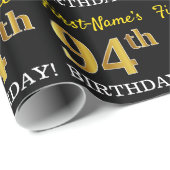 Black, Imitation Gold "94th BIRTHDAY" Cadeaupapier (Rol Hoek)